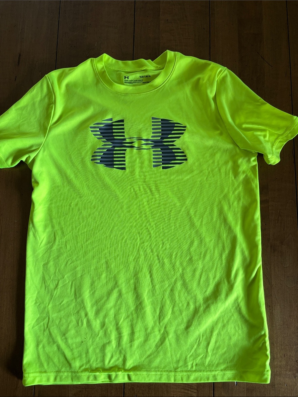 Under Armour  Neon Yellow Crew Neck Performance Tee with Striped Logo